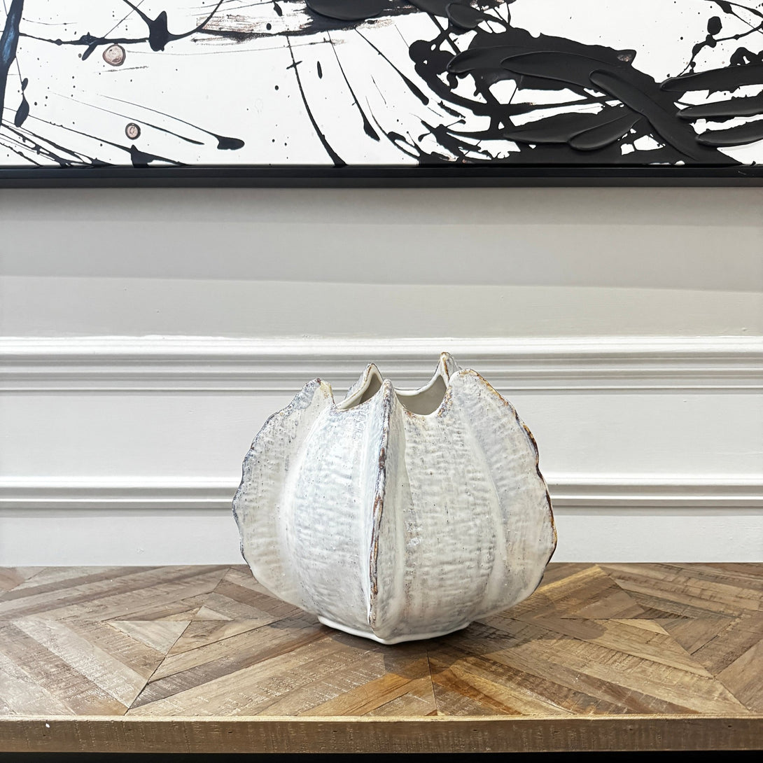 Aged White Organic Form Ceramic Vase