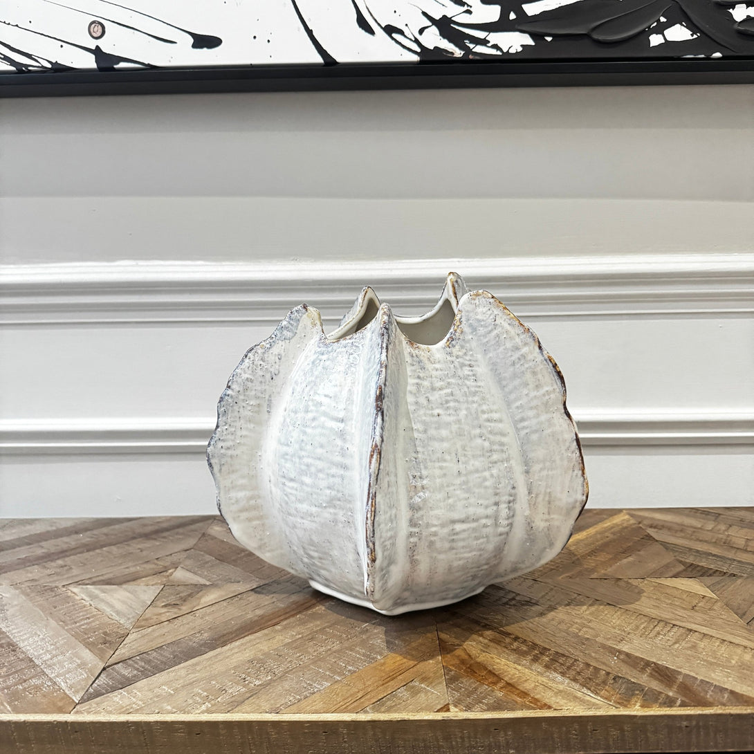 Aged White Organic Form Ceramic Vase