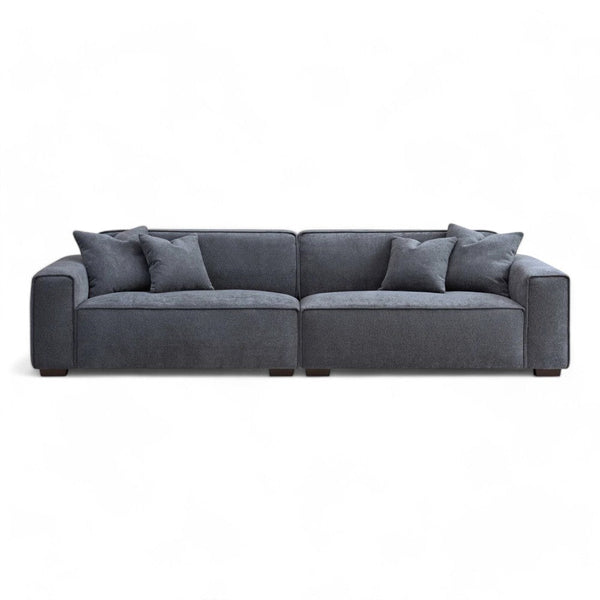 Aluxo Dakota 4 seater with Footstool/Chaise in Charcoal Boucle