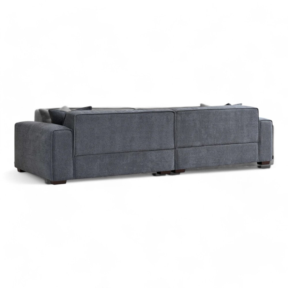 Aluxo Dakota 4 seater with Footstool/Chaise in Charcoal Boucle