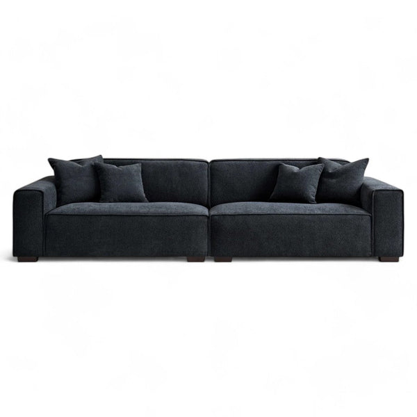 Aluxo Dakota 4 seater with Footstool/Chaise in Midnight Boucle