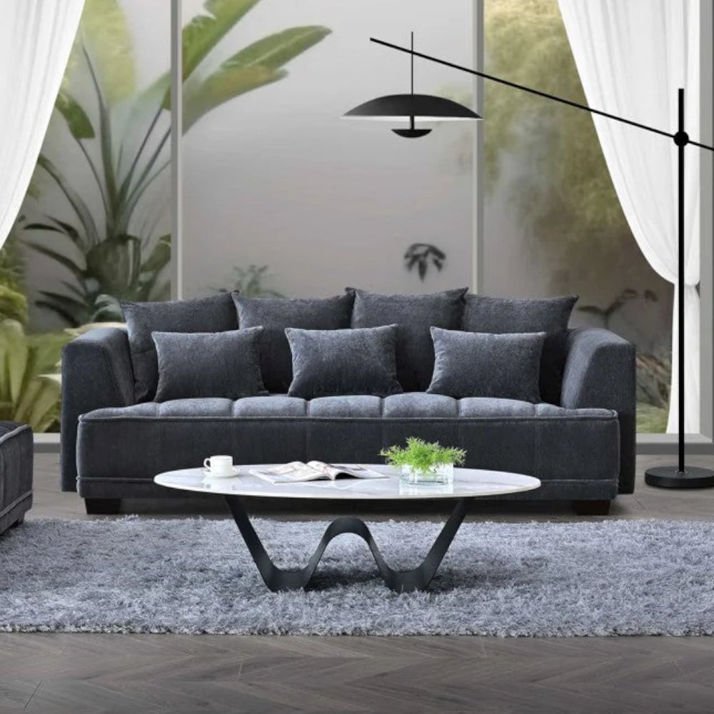 Aluxo Gramercy 3 - Seater Sofa in Steel Velvet