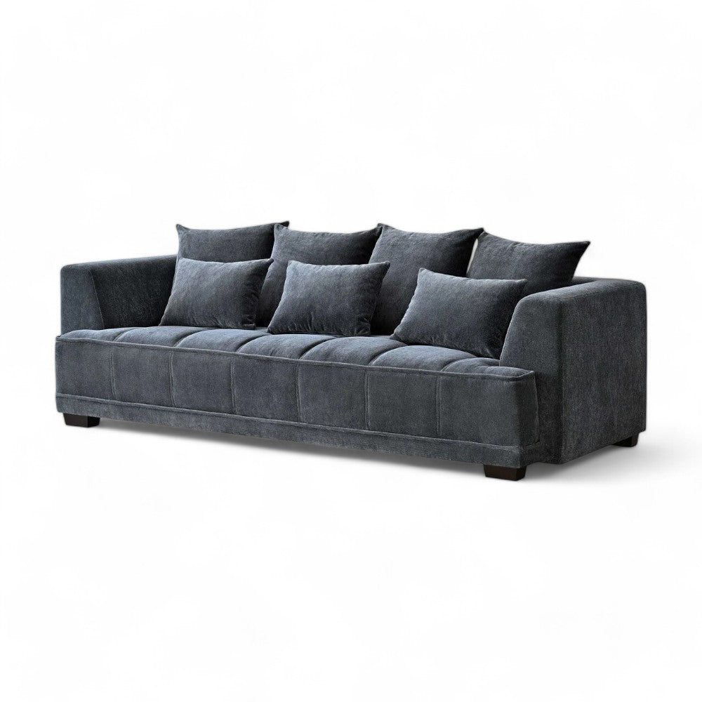 Aluxo Gramercy 3 - Seater Sofa in Steel Velvet