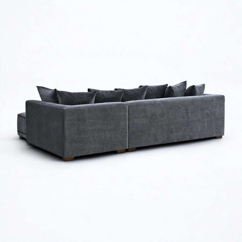 Aluxo Gramercy Corner Sofa in Steel Velvet