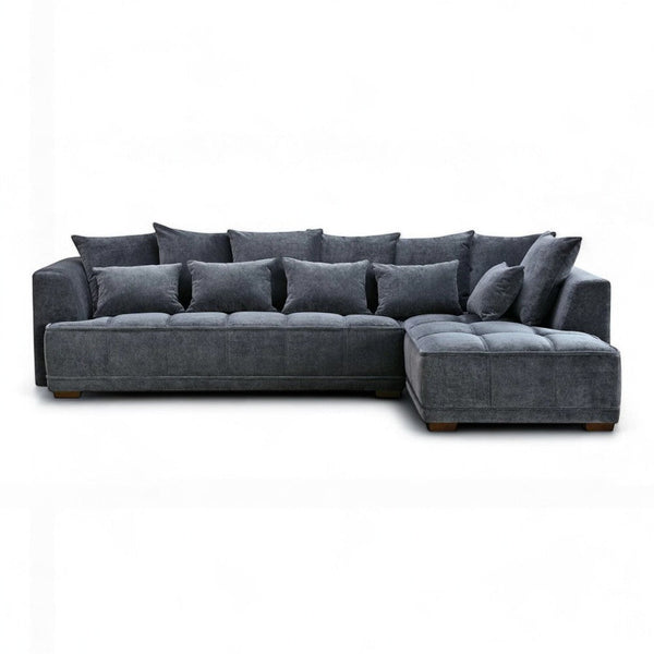 Aluxo Gramercy Corner Sofa in Steel Velvet