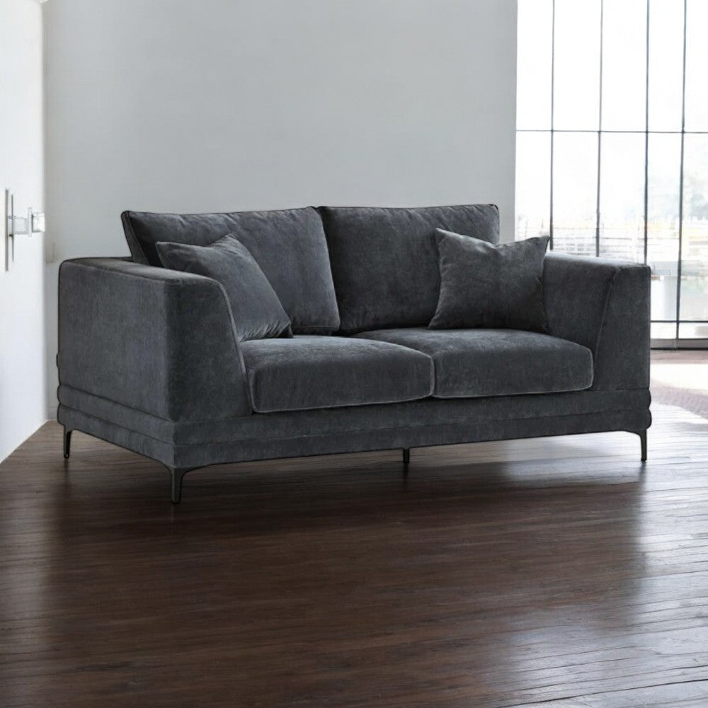 Aluxo Lenox 2 - Seater Sofa in Steel Velvet