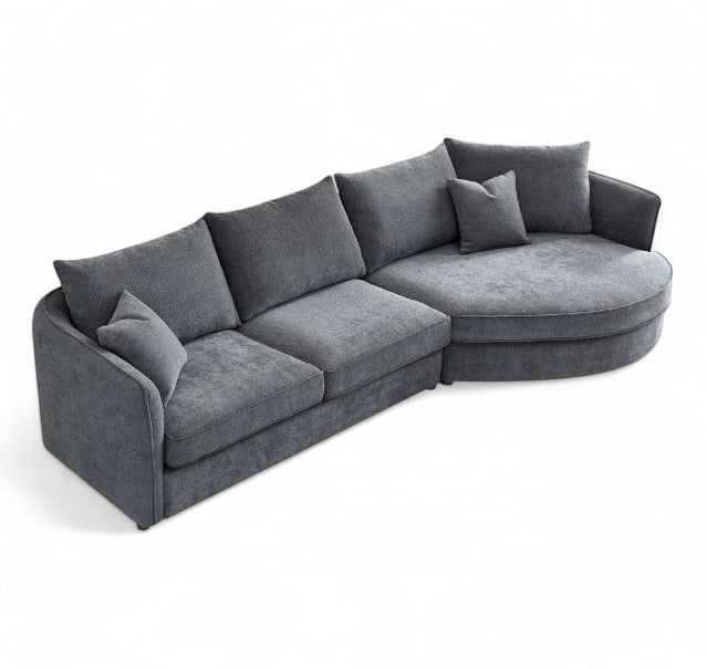 Aluxo Rubin Corner Chaise in Charcoal Boucle