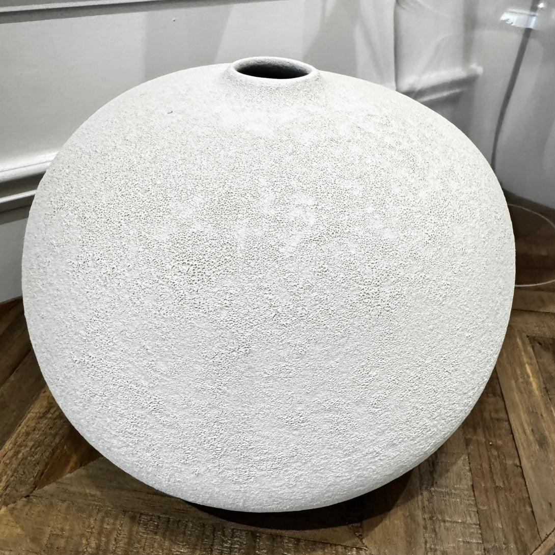 Biscuit Ceramic Round Textured Vase