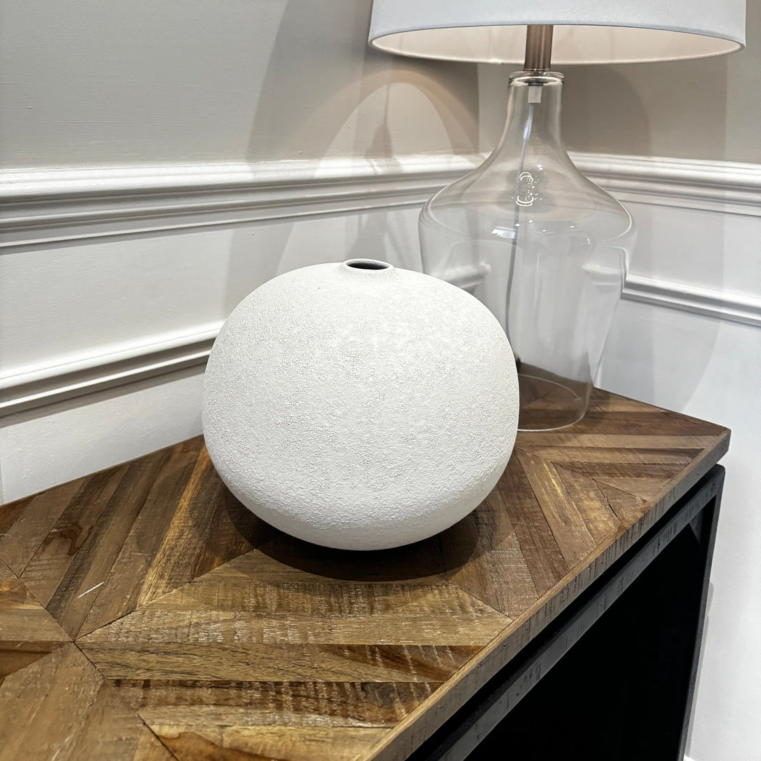 Biscuit Ceramic Round Textured Vase