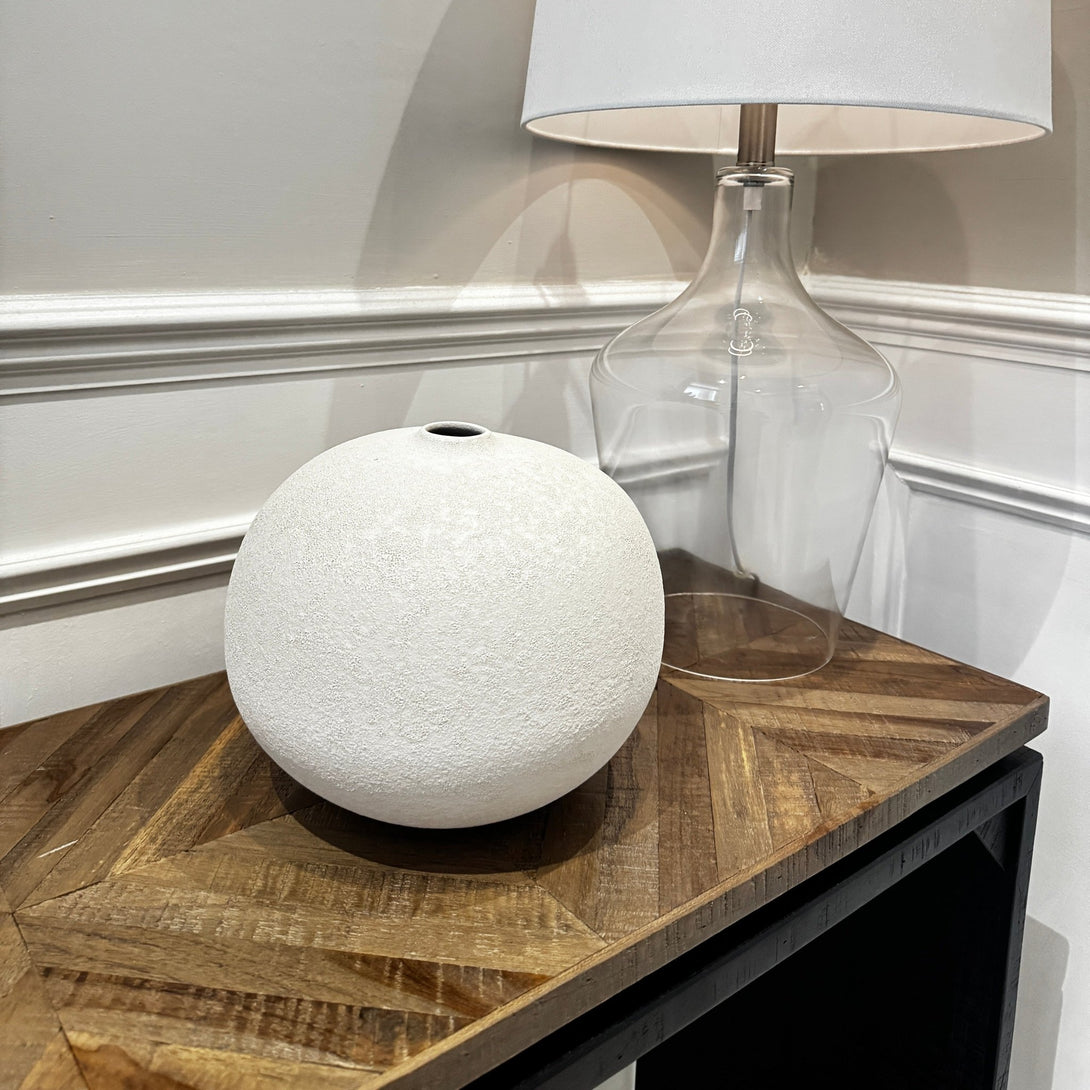 Biscuit Ceramic Round Textured Vase