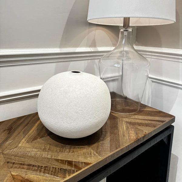 Biscuit Ceramic Round Textured Vase