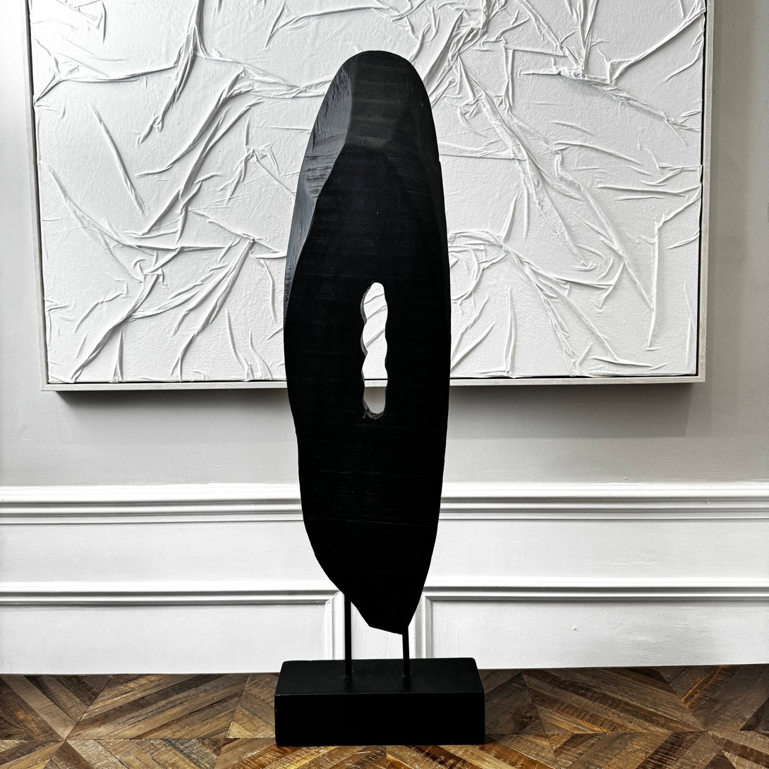 Black Vertical Mango Wooden Sculpture