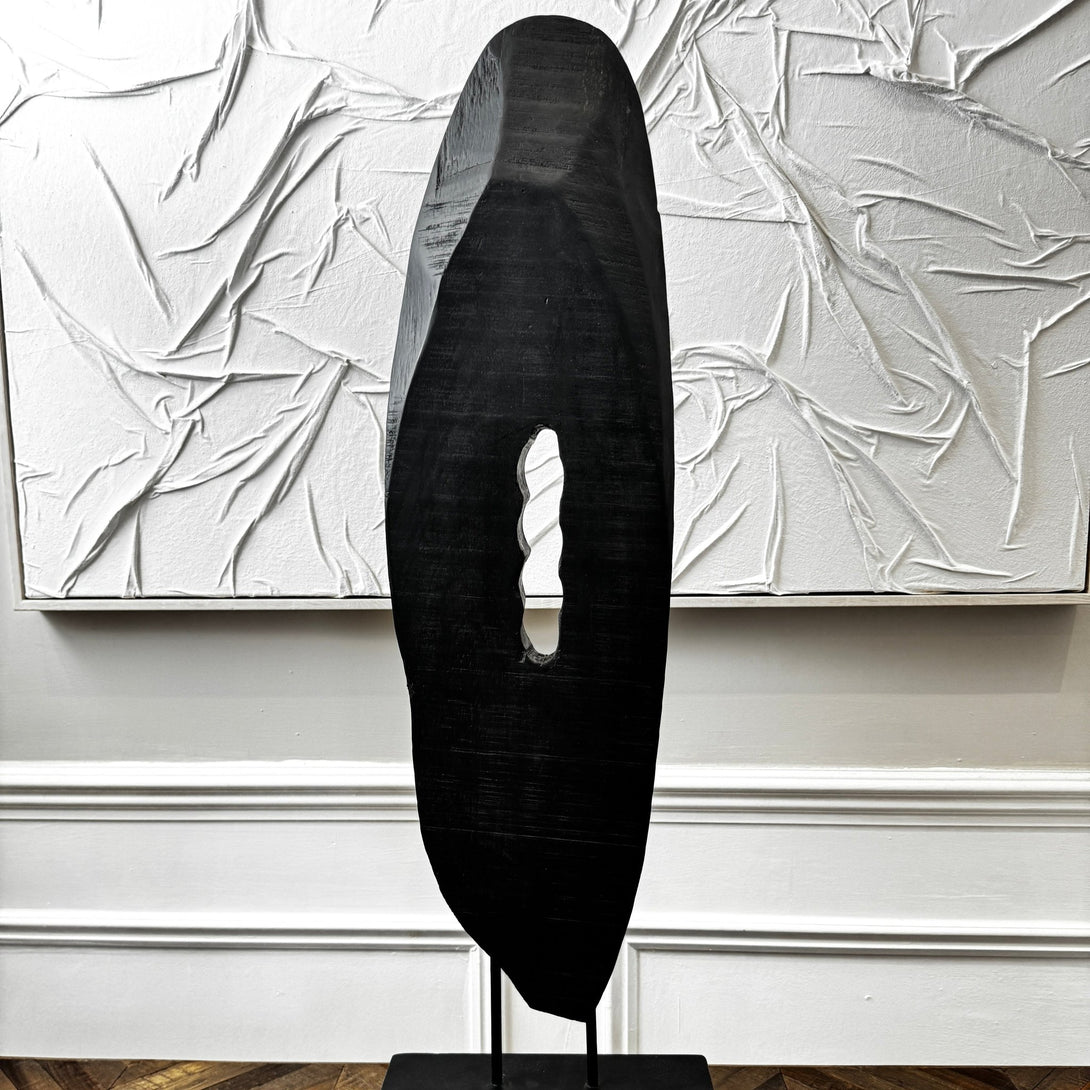 Black Vertical Mango Wooden Sculpture