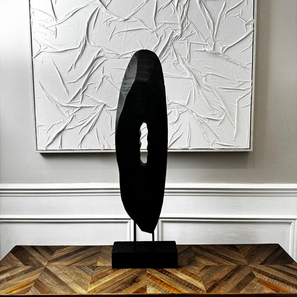 Black Vertical Mango Wooden Sculpture