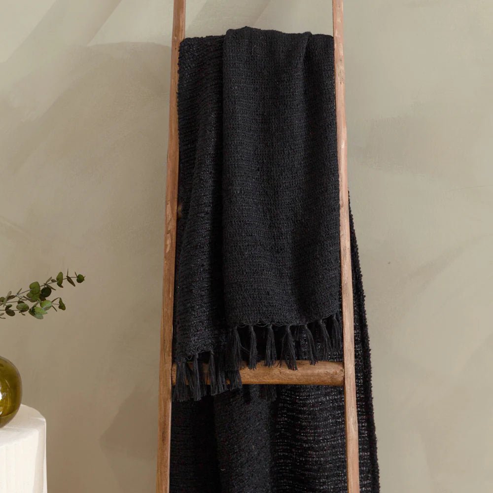 Candar Textured Boucle Throw Black