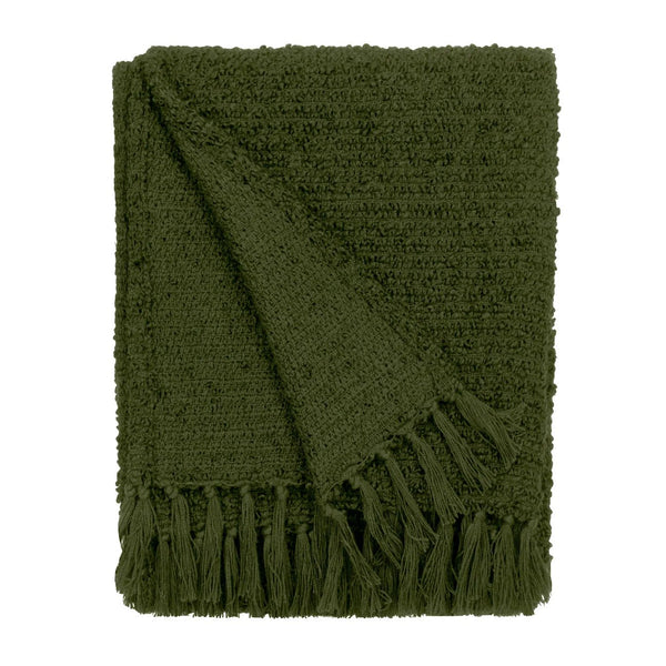 Candar Textured Boucle Throw Green