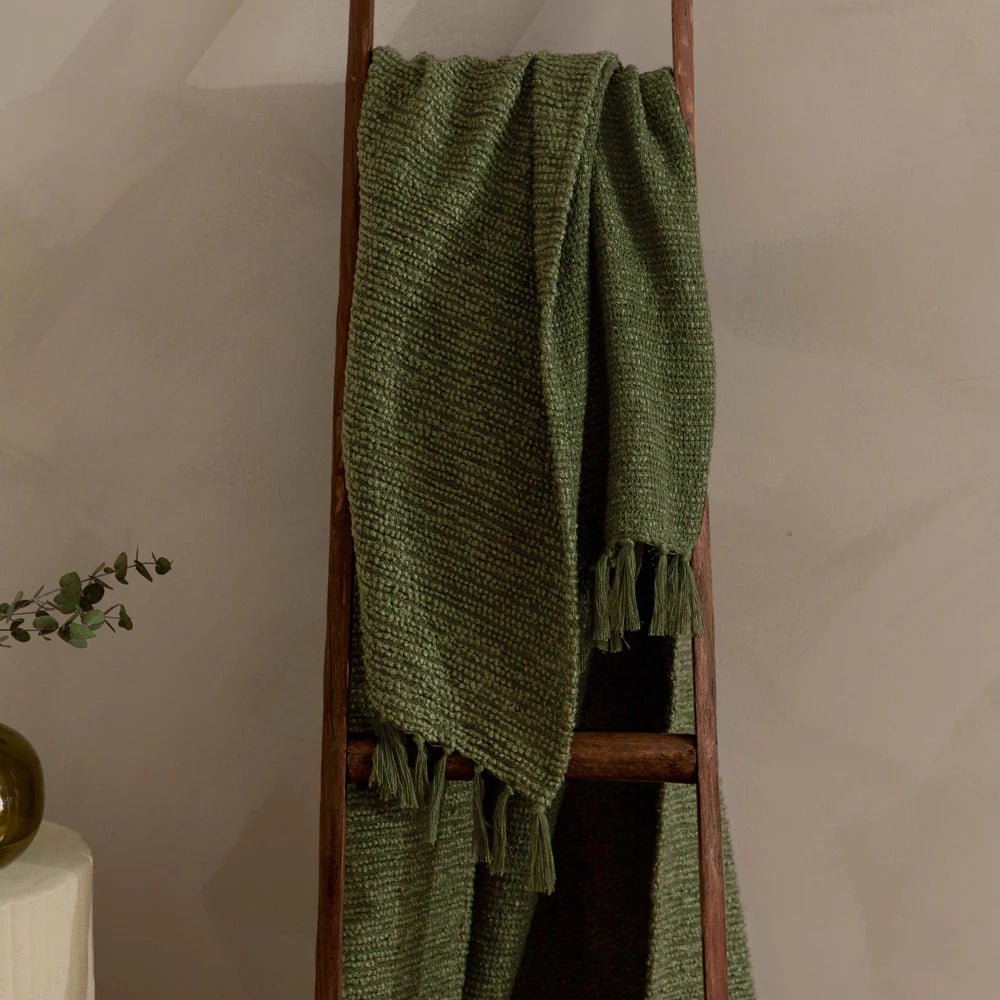 Candar Textured Boucle Throw Green