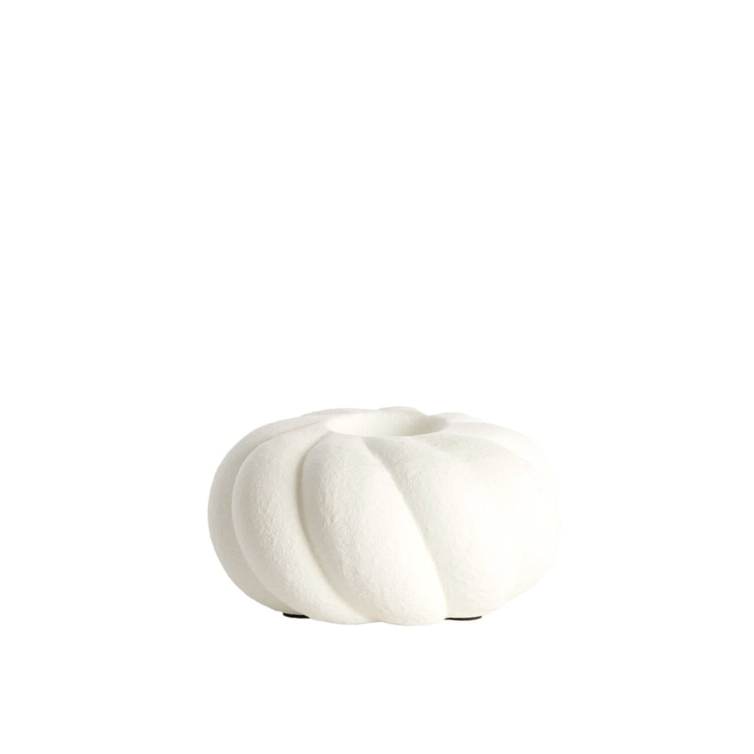 Cavalla Ceramic White Low Candle Holder