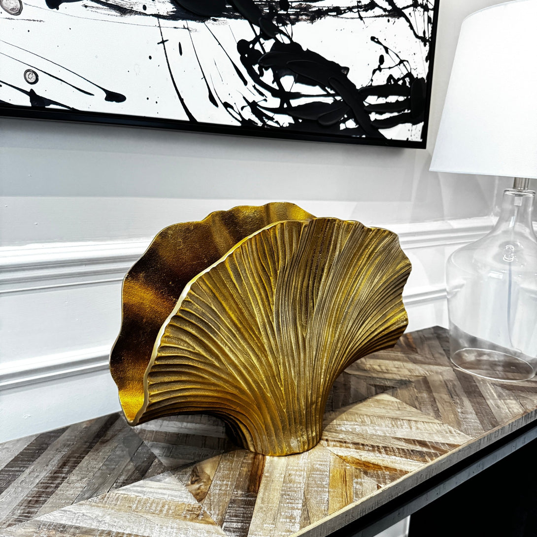 Danna Large Gold Finish Ginko Vase