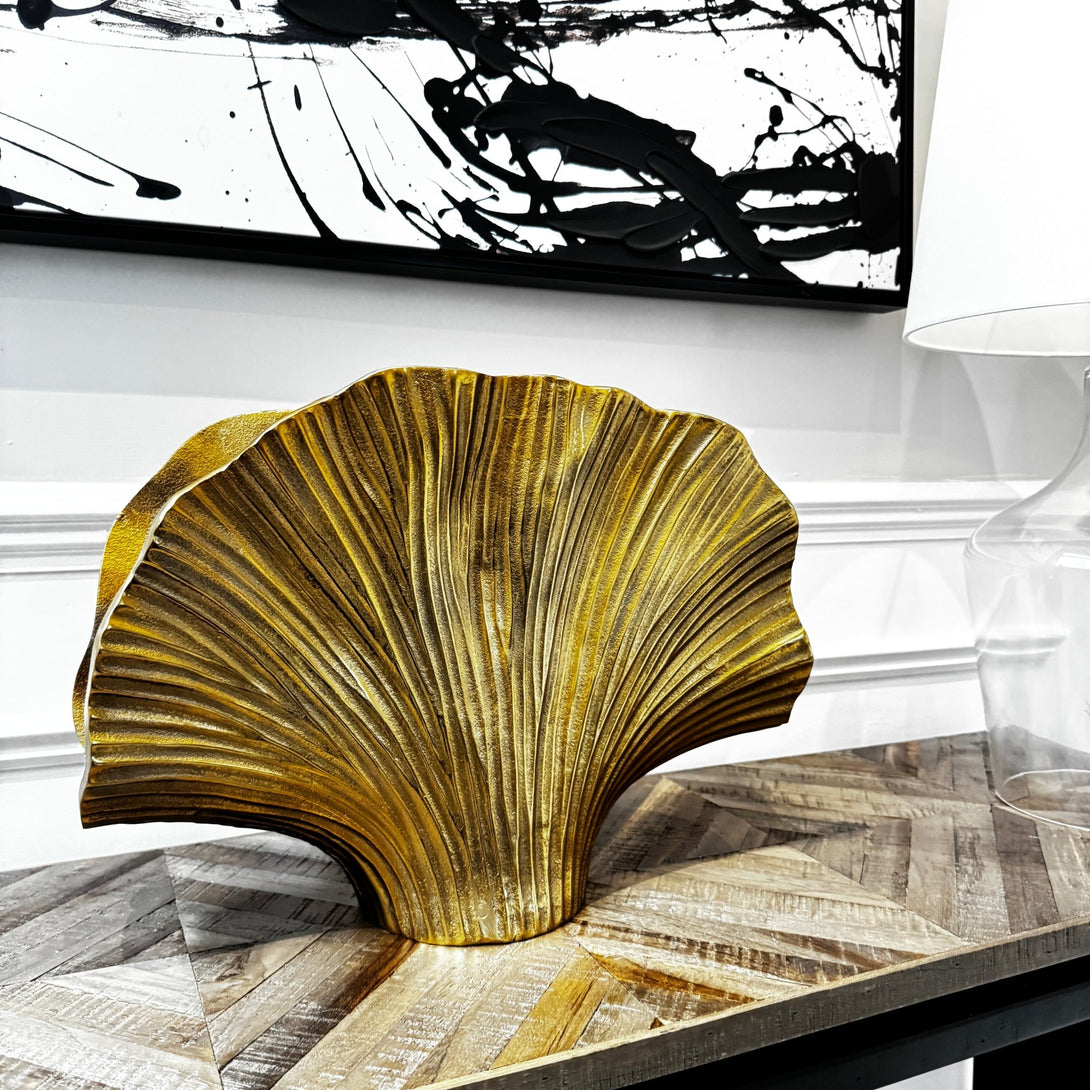 Danna Large Gold Finish Ginko Vase