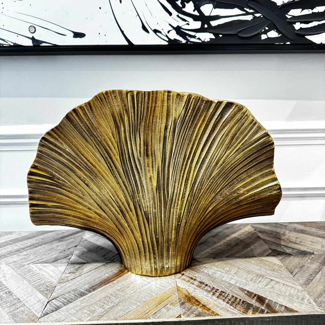 Danna Large Gold Finish Ginko Vase