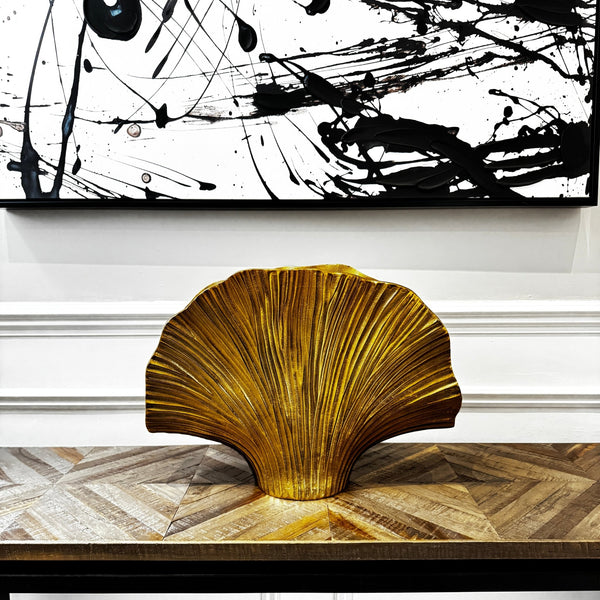 Danna Large Gold Finish Ginko Vase
