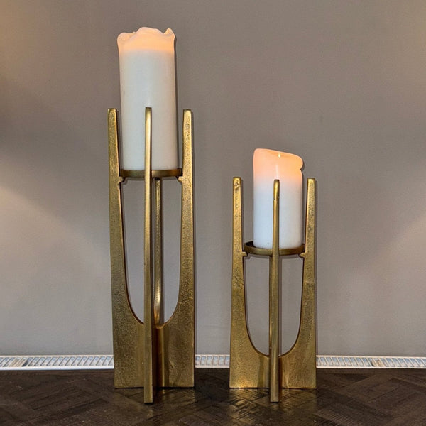 Dante Gold Finish Candle Holder - Small & Large