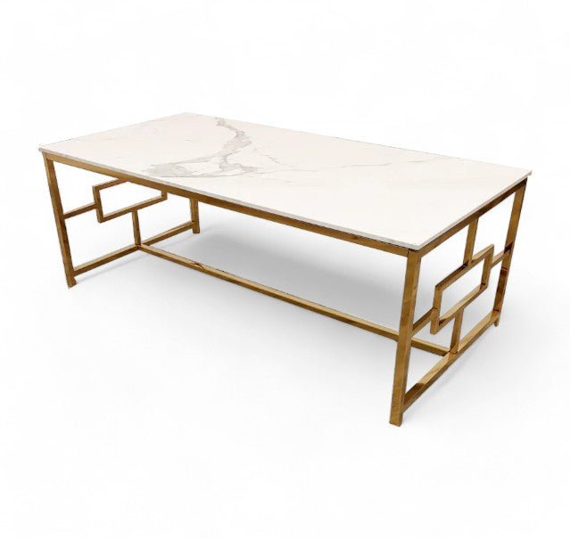 Geo Gold & White Sintered Top Coffee Table