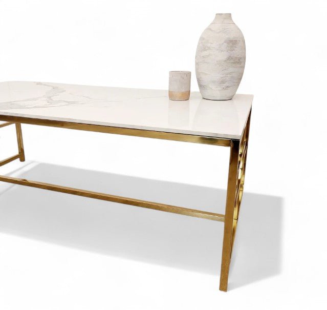 Geo Gold & White Sintered Top Coffee Table