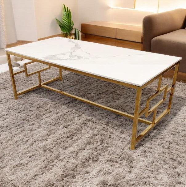 Geo Gold & White Sintered Top Coffee Table