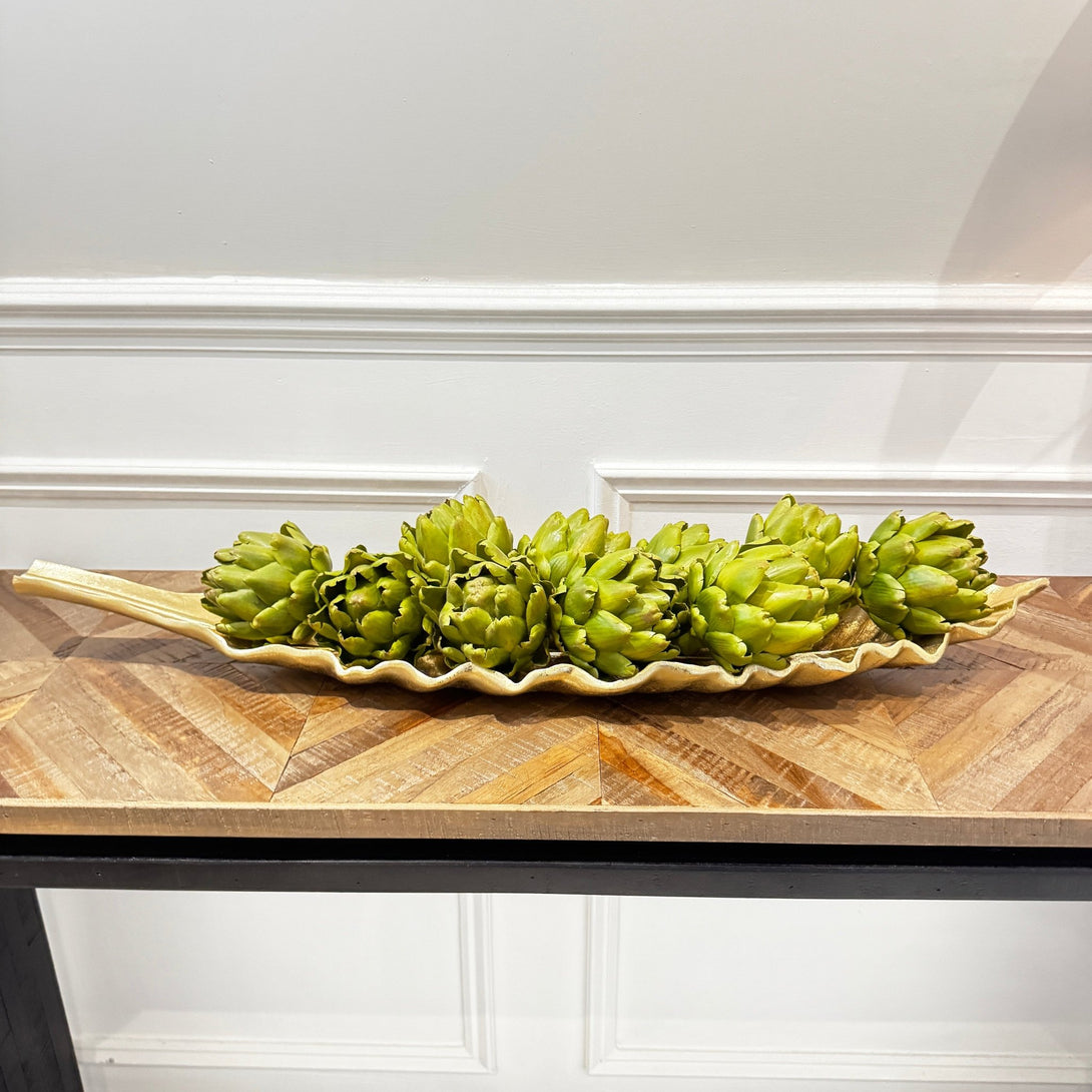 Gold Finish Curved Leaf Dish