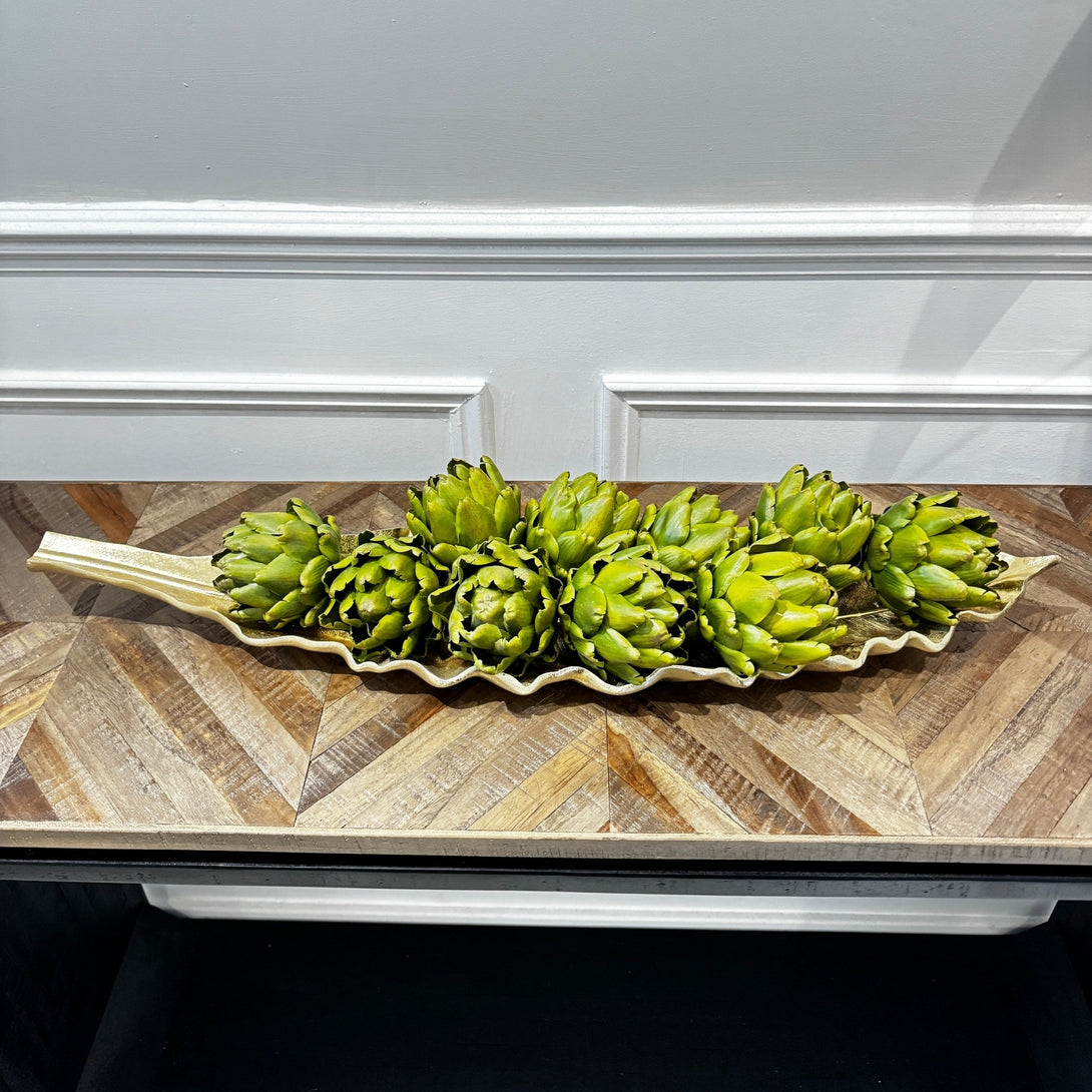 Gold Finish Curved Leaf Dish