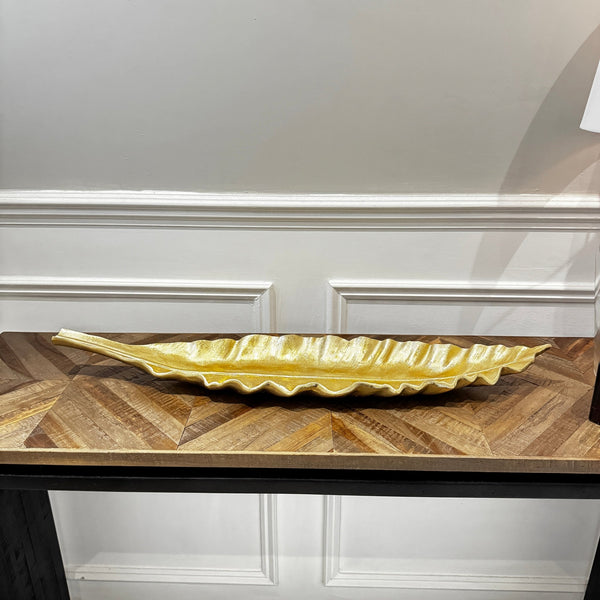 Gold Finish Curved Leaf Dish