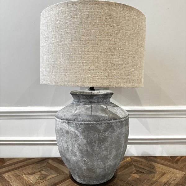 Grey Marble Effect Lamp & Cream Shade