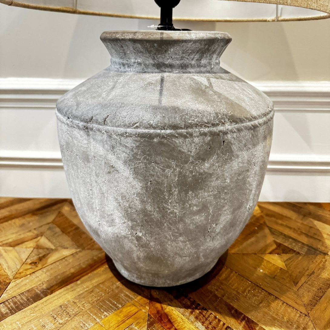 Grey Marble Effect Lamp & Cream Shade