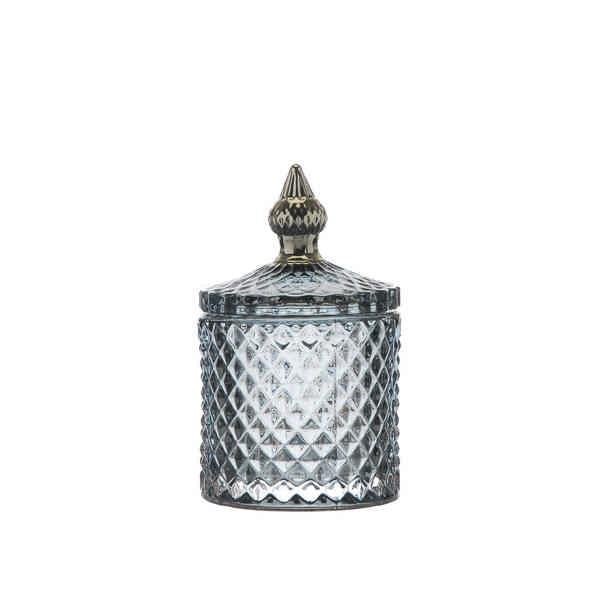 Grey Textured Glass Jar Large - Muted Gold Handle