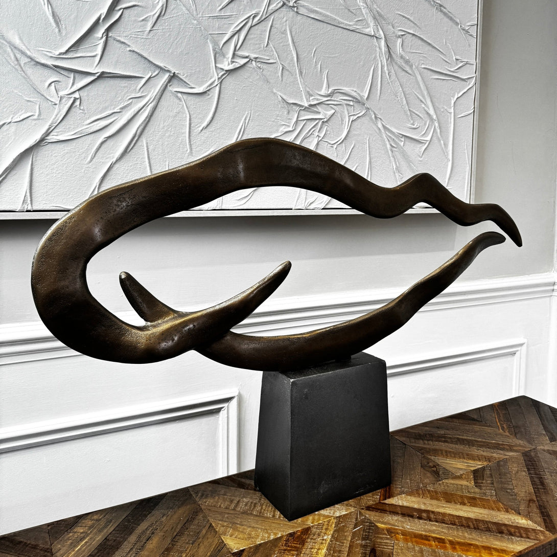 Isla Textured Black & Brass Aluminium Abstract Sculpture