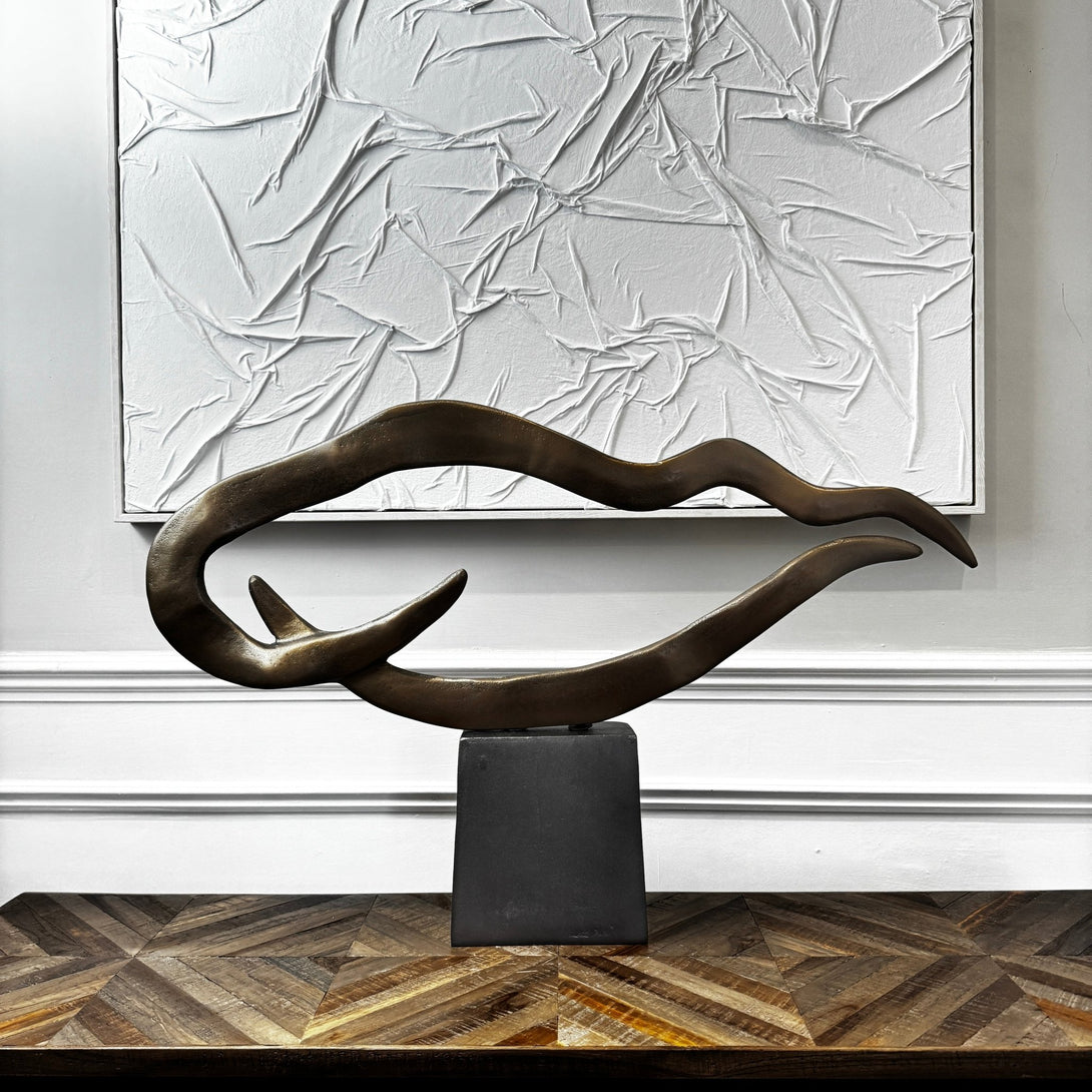 Isla Textured Black & Brass Aluminium Abstract Sculpture