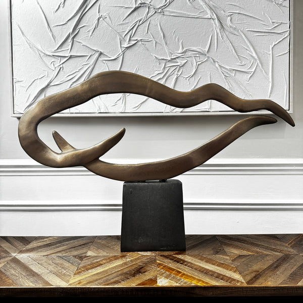 Isla Textured Black & Brass Aluminium Abstract Sculpture