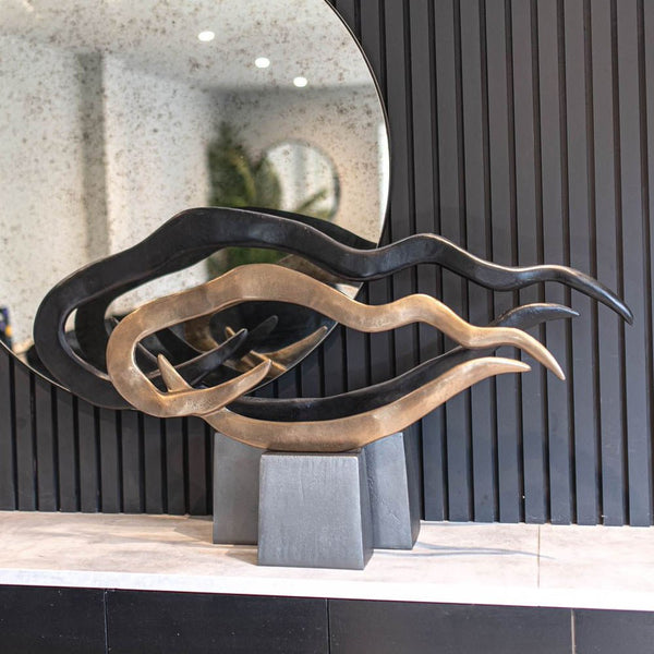 Isla Textured Brass Aluminium Abstract Sculpture