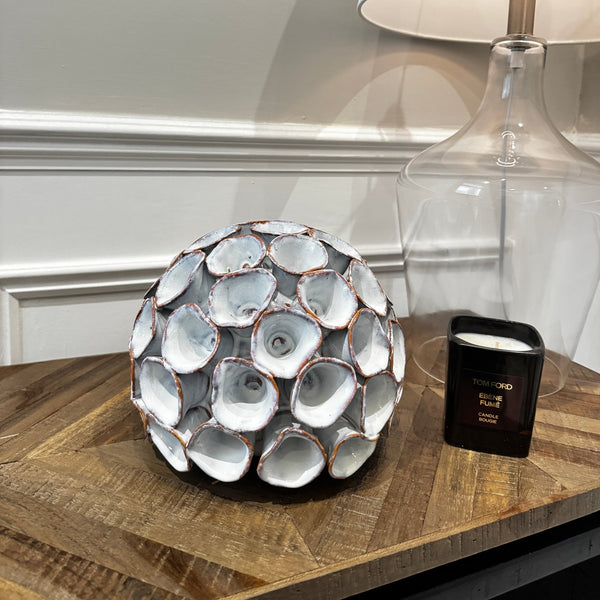 Large Aged White Ceramic Ornament