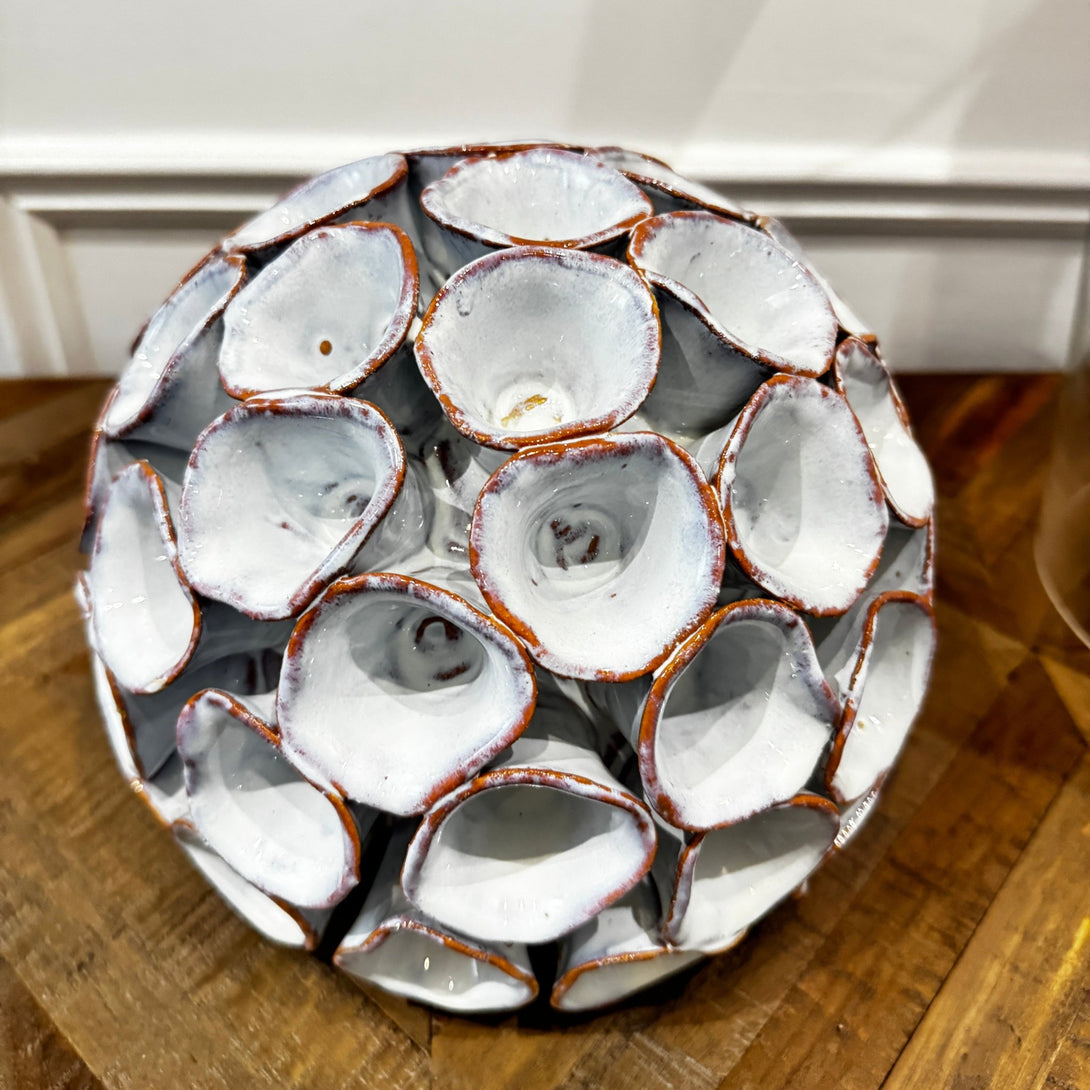 Large Aged White Ceramic Ornament