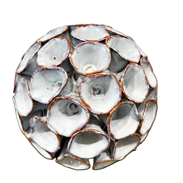 Large Aged White Ceramic Ornament