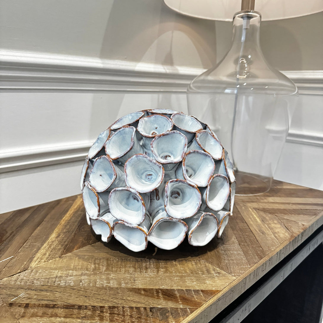 Large Aged White Ceramic Ornament