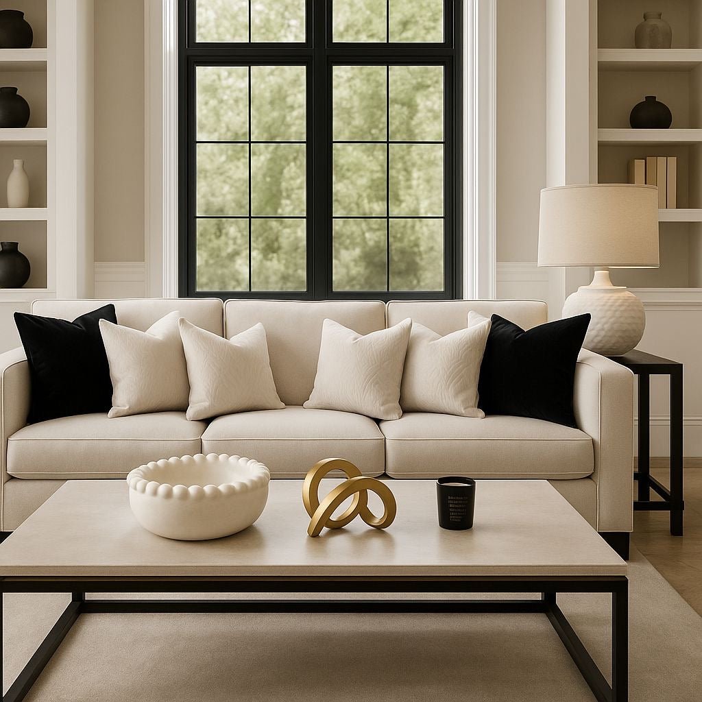 Malini Black & Cream Paul Moneypenny Twofaced Cushion