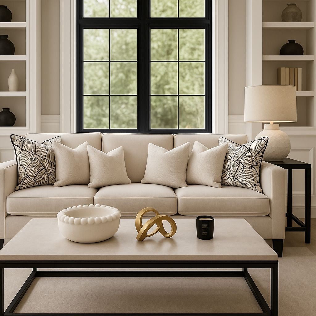 Malini Cream & Black Islington Cushion