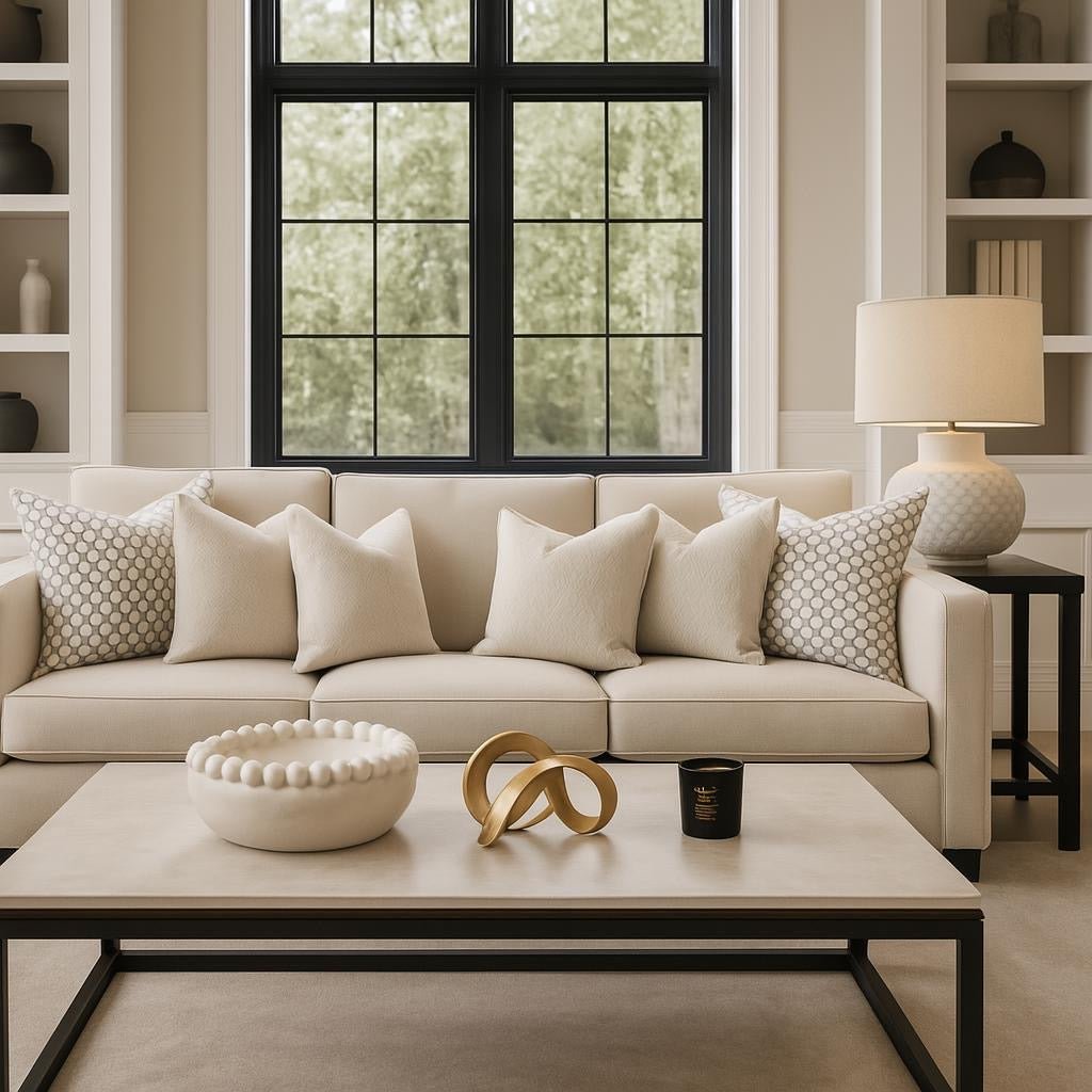 Malini Cream & Silver Ivor Jorvik Velvet Cushion