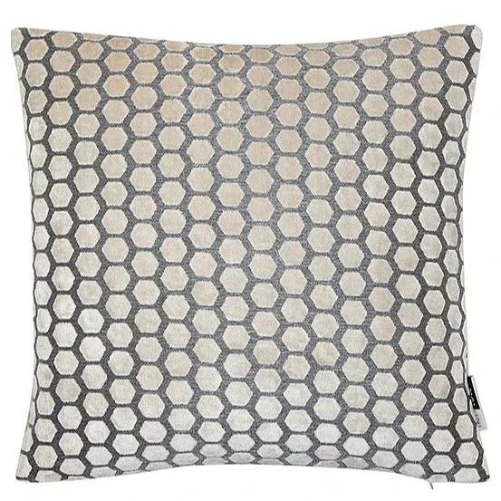 Malini Ivor Jorvik Velvet Cushion in Cream & Silver