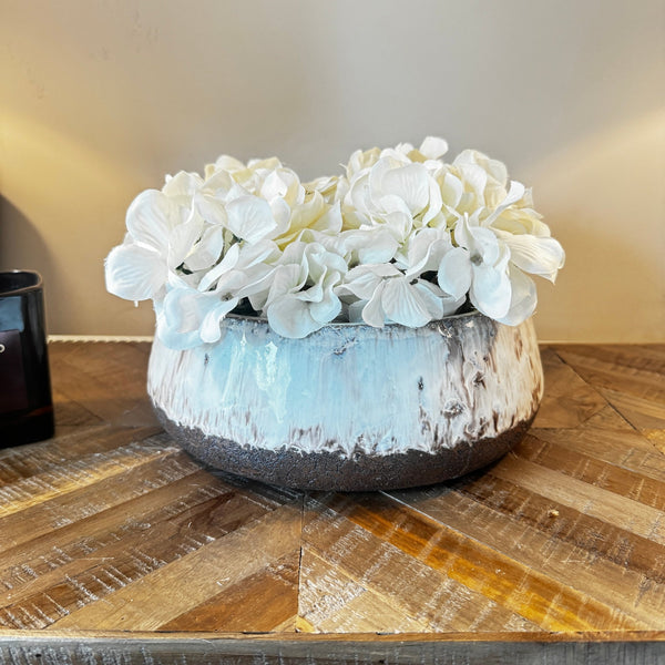 Medium Aged Cream & Dark Brown Terracotta Bowl