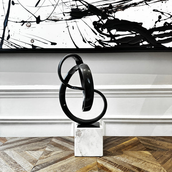 Mirano White Marble & Black Nickel Finish Knot Sculpture